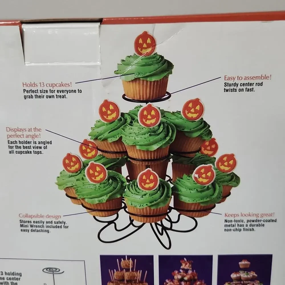 🎃🍁🌰New Wilton Cupcake Holder Dessert Stand and Kits Liner Halloween Fall